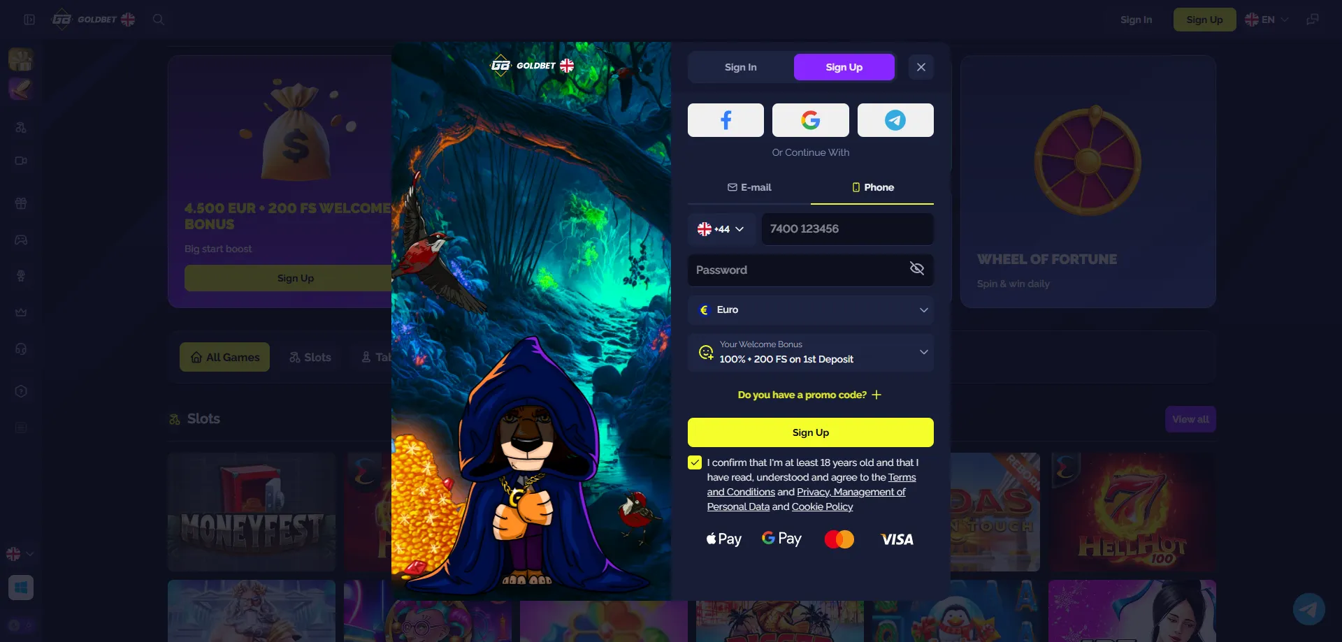 التسجيل في Goldbet — إنشاء حساب جديد في تونس